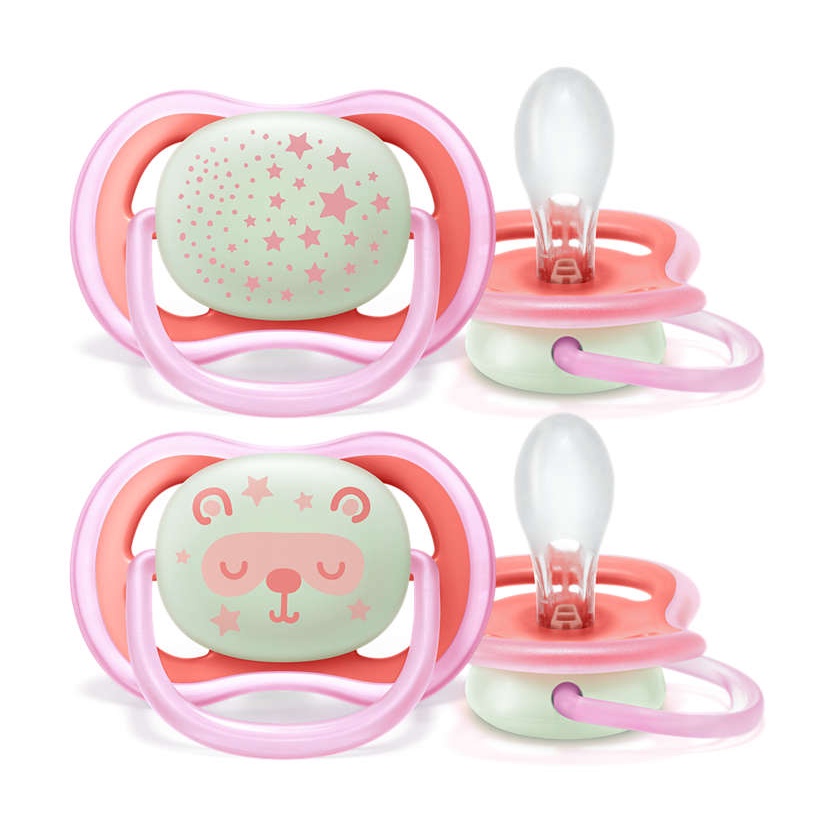 Avent - Ultra Air Night Pacifiers PINK 6-18m