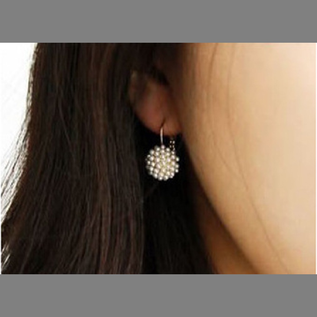 (AdornmentNo1) Anting Tusuk Gantung Lapis Emas Hias Mutiara Imitasi Untuk Wanita