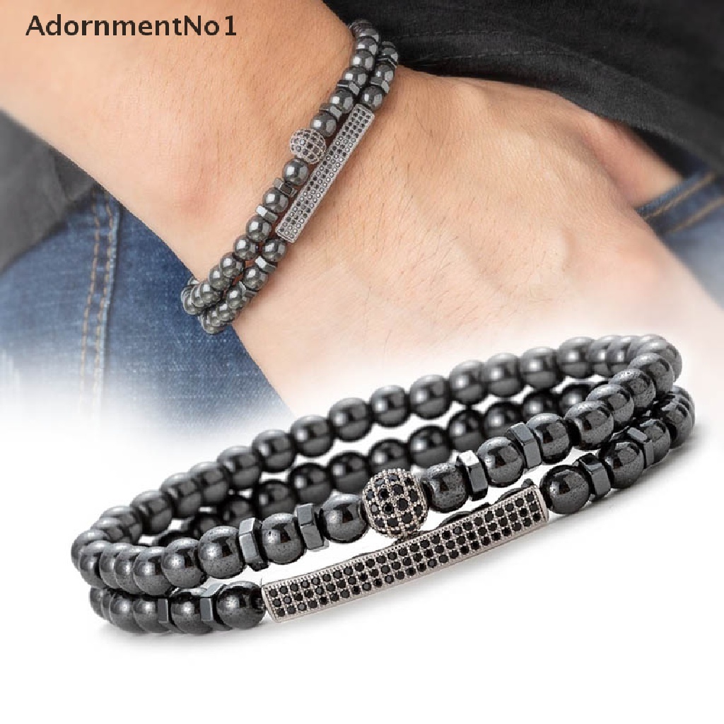 (AdornmentNo1) Gelang Kesehatan Manik Hematite Magnetik Untuk Pria