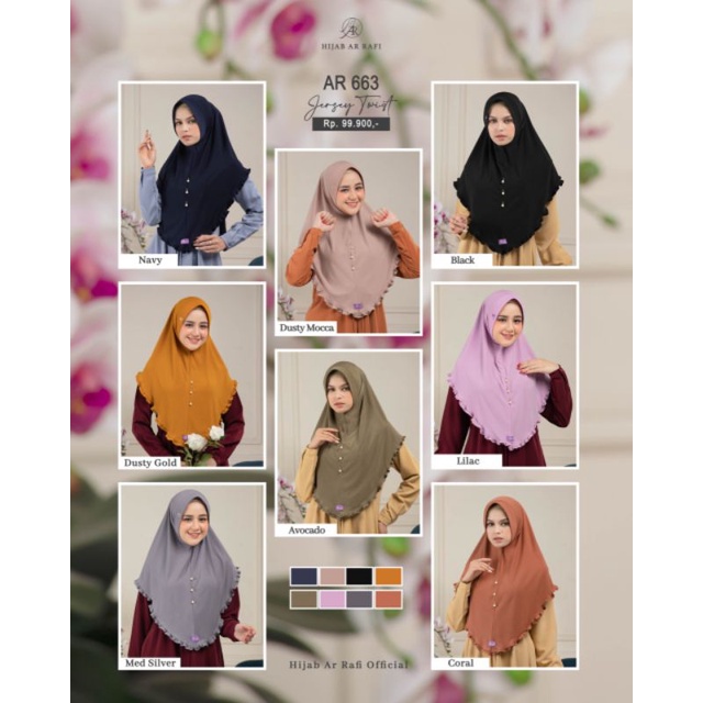 Jilbab Hijab Kerudung Bergo Pita Instant Terbaru Kode Ar 663 by Ar Rafi bahan adem pet antem Zoya El