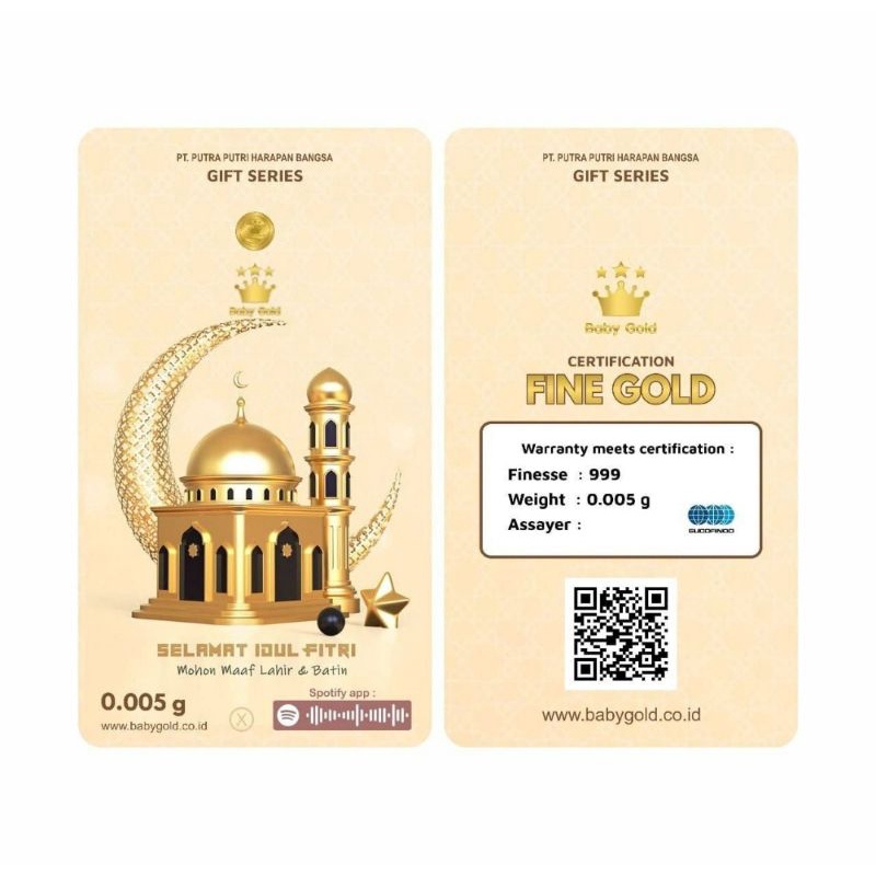 Emas mini Baby Gold 0.005 gr Idul Fitri