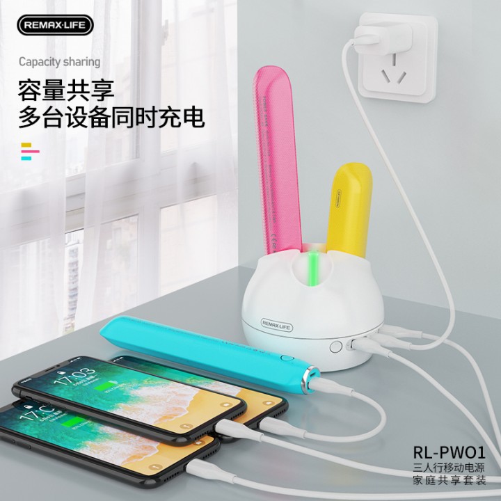 AKN88 - REMAX RL-PW01 Life Salrens 3 in 1 Powerbank Family Pack