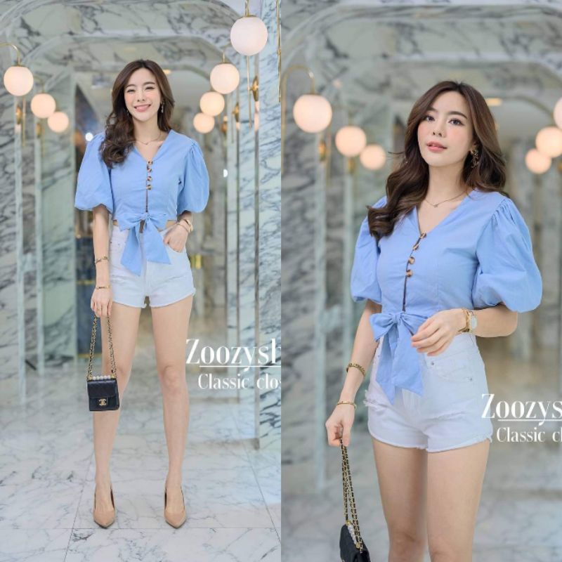 ATASAN ZOOZY CROP RIBBON FASHION WANITA IMPORT BANGKOK CODE 05