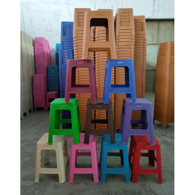 Kursi/bangku baso plastik napolly motif rotan 3y3 "Ready 12 Variasi WArna"