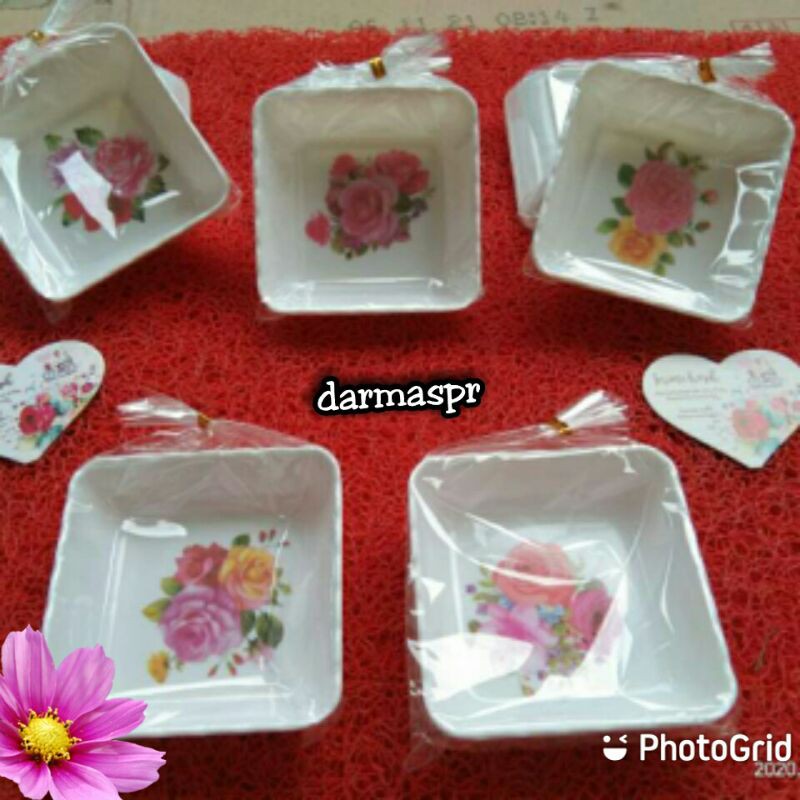 Souvenir Mangkok Sambal KOTAK Kemasan PLASTIK Sovenir Pernikahan isi 50pcs