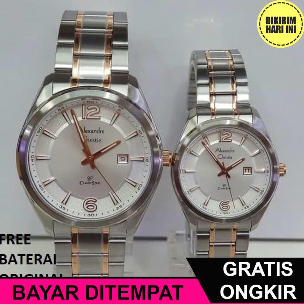 (BAYAR DITEMPAT) OE4255 ALEXANDRE CHRISTIE AC 8583 AC8583 COUPLE SILVER COMBI HARGA SATUAN ORIGINAL