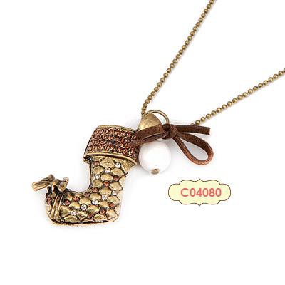 LRC Kalung Plated Bronze High-Heeled Shoe Pendant Czech C04080x