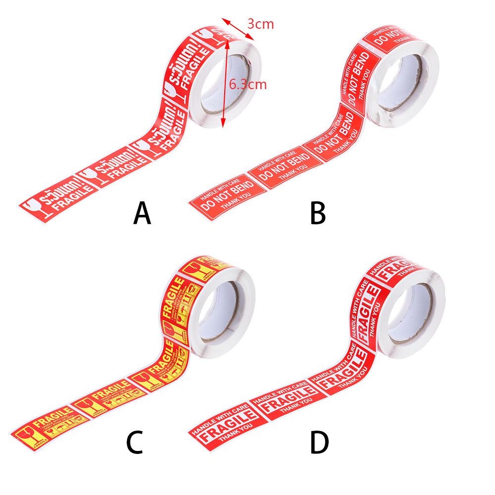 250pcs / Roll Stiker Label Peringatan Fragile Tahan Lama Dengan Perekat Untuk Pengemasan Kantor