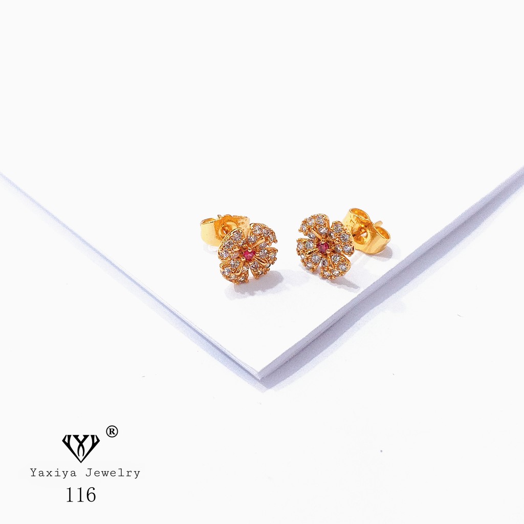 

Anting Tusuk Emas Permata Zircon Kombinasi Perhiasan Lapis Emas 18K Yaxiya Jewelry 116