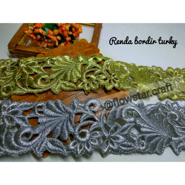 Renda bordir turky untuk hijab gamis pashmina kerudung baju kerajinan handmade