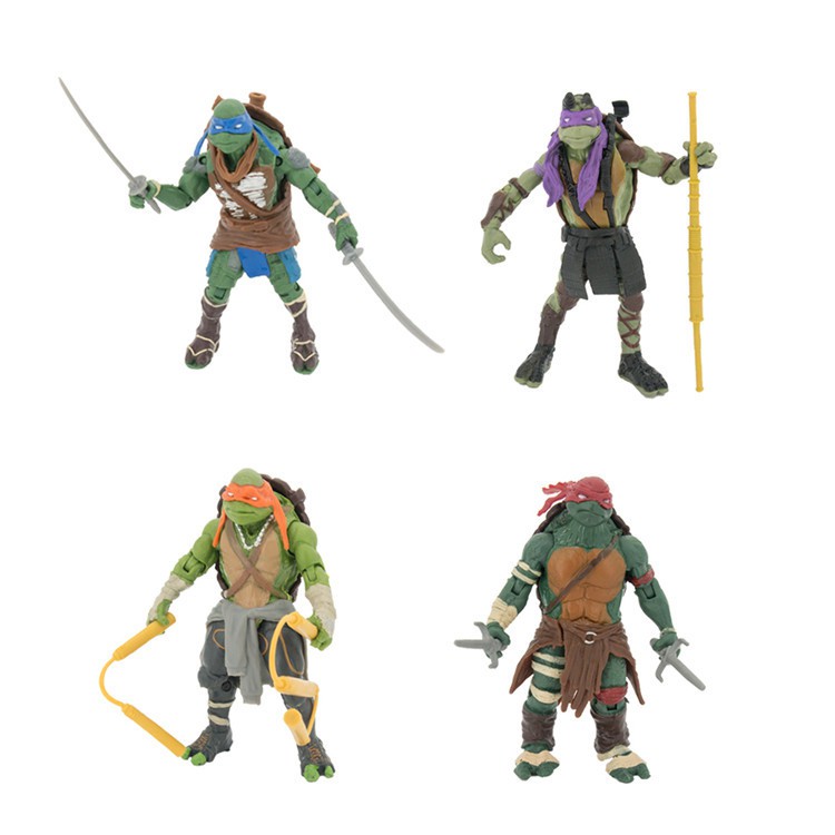 4pcs / Set Mainan Action Figure Teenage Mutant Ninja Turtles Raphael Leonardo Donatello Michelangelo Bahan Pvc