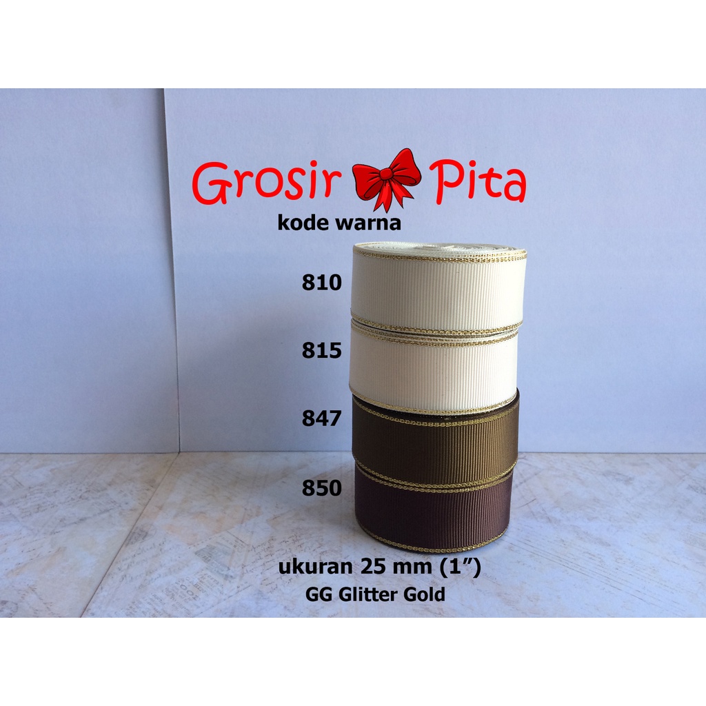 

(25 yard) Pita Grosgrain Glitter Gold ukuran 2,5 cm (1″) pg 6 | Pita Premium | Toko Bahan Craft | Grosir Pita