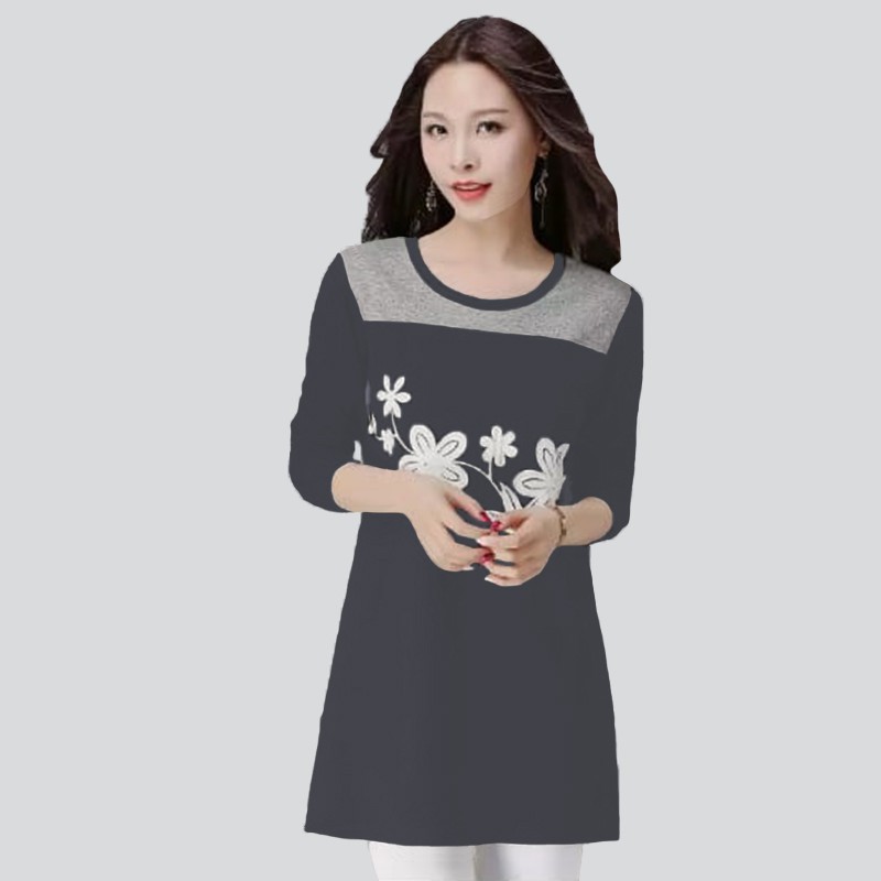 Blus Tangan Panjang Wanita Gaya korea Print bunga - XSHOP Anggia