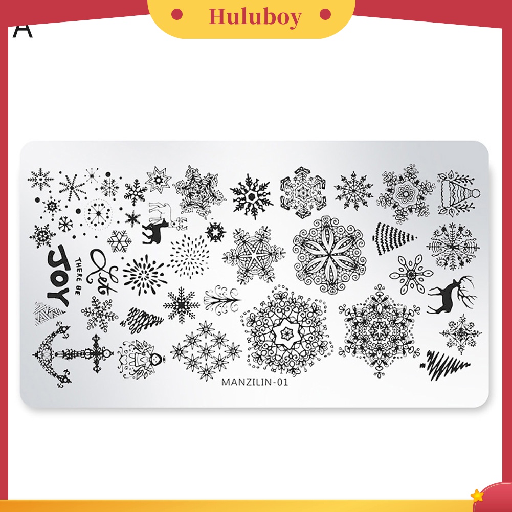Huluboy Huluboy♡ Plat Stempel Print Snowflake / Santa / Snowman Untuk Dekorasi Nail Art
