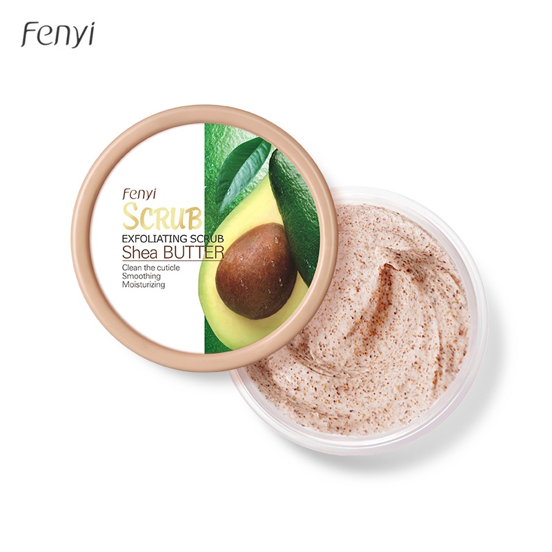 BPOM Fenyi Shea Butter Body Scrub Cream Pemutih Pelembab Menghaluskan Tubuh Membersihkan Mengeksfoliasi Mendalam 100g