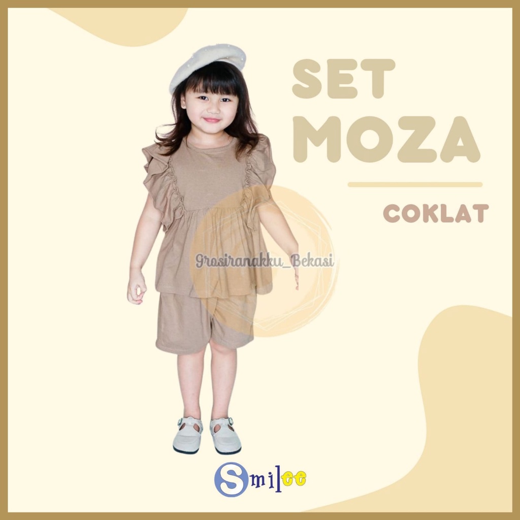 Setelan Anak Kaos Smilee Moza Warna Coklat Size 1-5Tahun