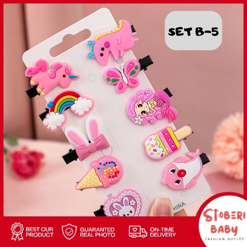 PUNCAK 3.3 stoberi baby - JEPIT TK MOSHI 10PCS Jepit Rambut Anak / Jepitan Rambut Anak Motif Karakter Kartun