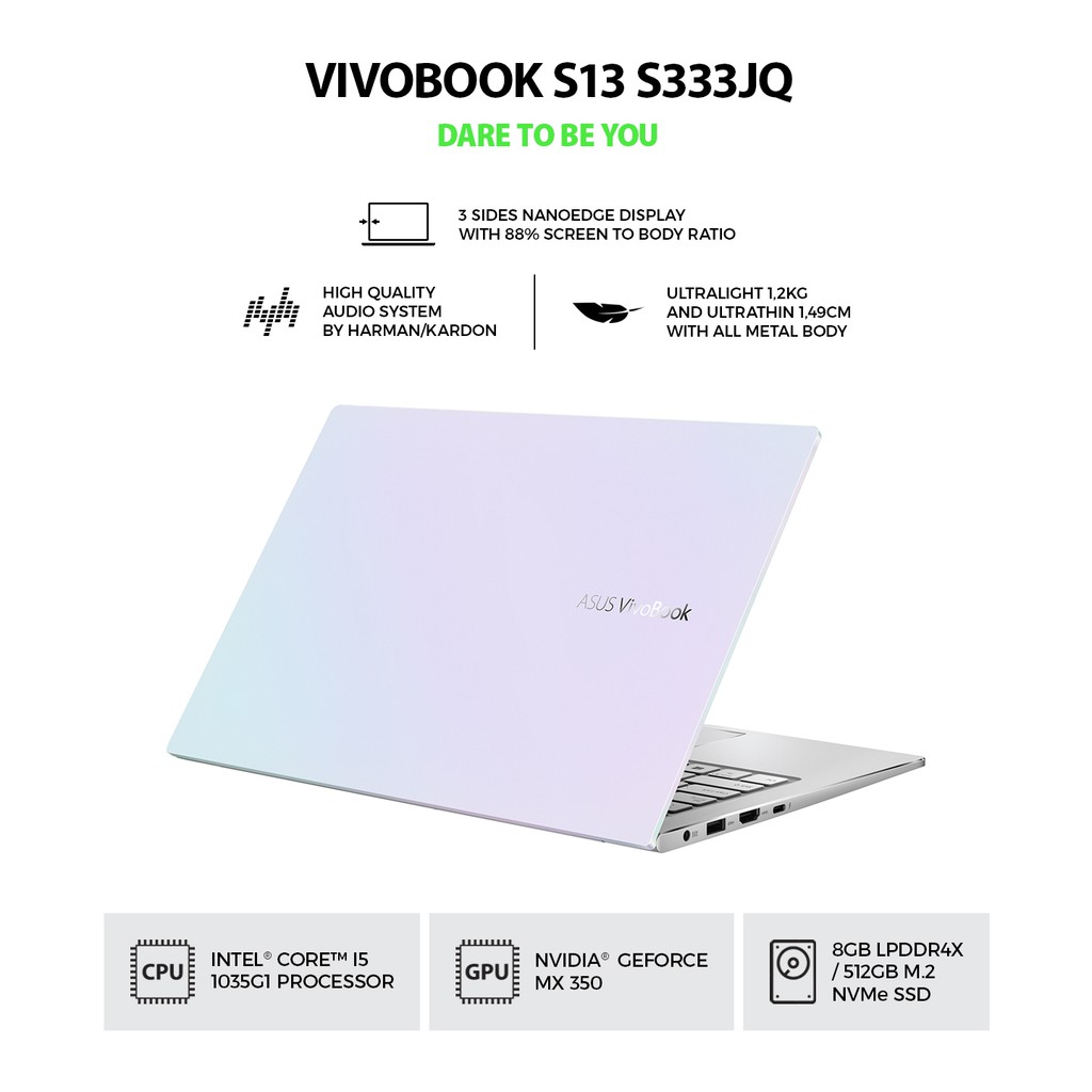 Asus VivoBook S13 S333JQ-EG551T CI5-1035G1 8GB 512GB+32GB MX350 2GB 13