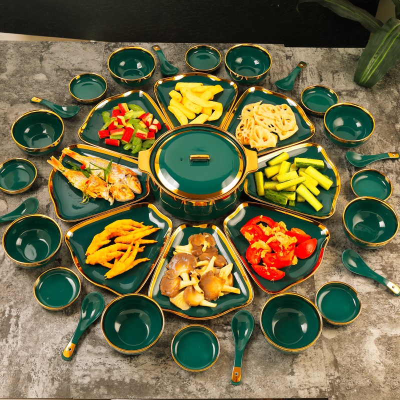 EL#GWBS Panci Mangkok Piring Sendok / Mangkok Piring Set / Mangkok Keramik / Dining Set