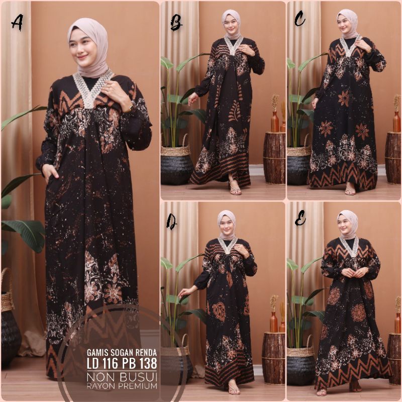 Gamis batik sogan renda