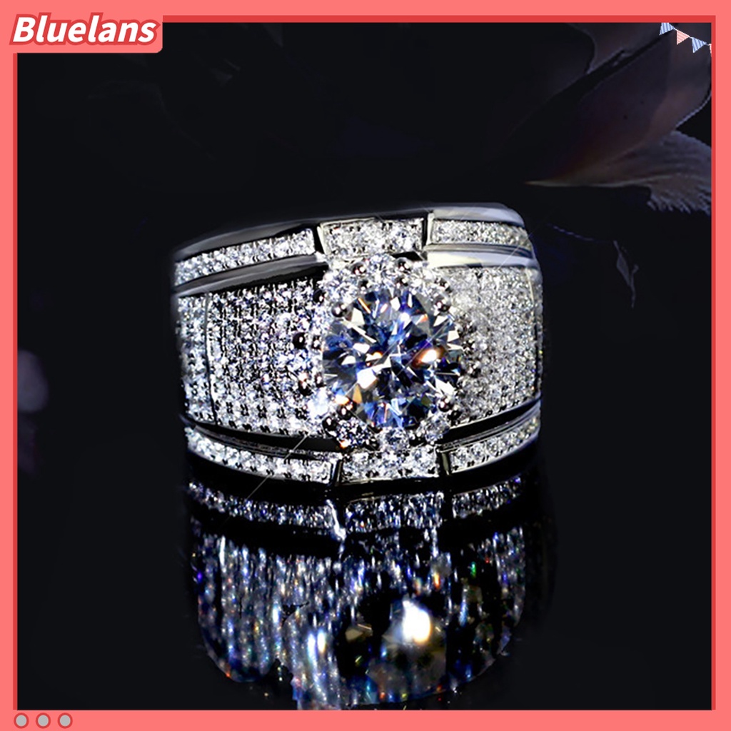 Cincin Lapis Silver Dengan Berlian Imitasi Untuk Pria