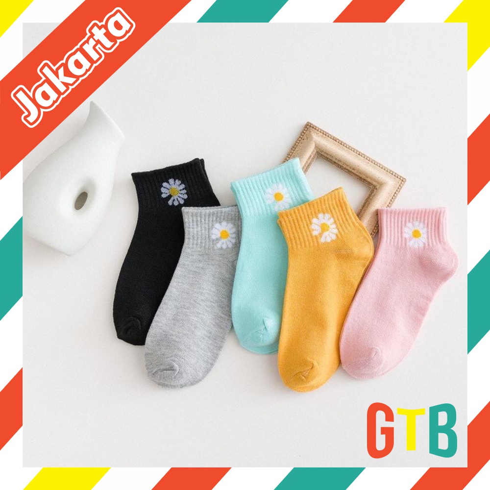 ❤️GTB❤️ Kaos Kaki Ankle Sock Motif Bunga Daisy / Kaos Kaki Pendek Wanita / Kaos Kaki Import Korea R456