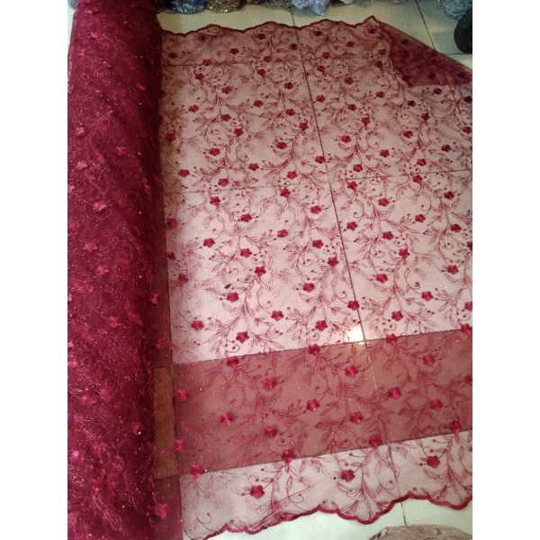 Termurah....! COD KainTile Akar Mutiara Gliter/Tulle Mutiara/Tile Akar Mutiara/Bahan Kebaya