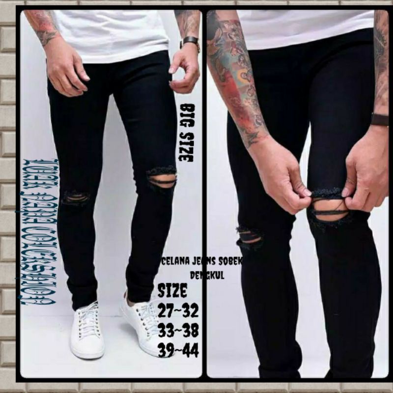 Jual Celana Sobek Pria Ripped Jeans Robek Celana Jeans Pria Sobek