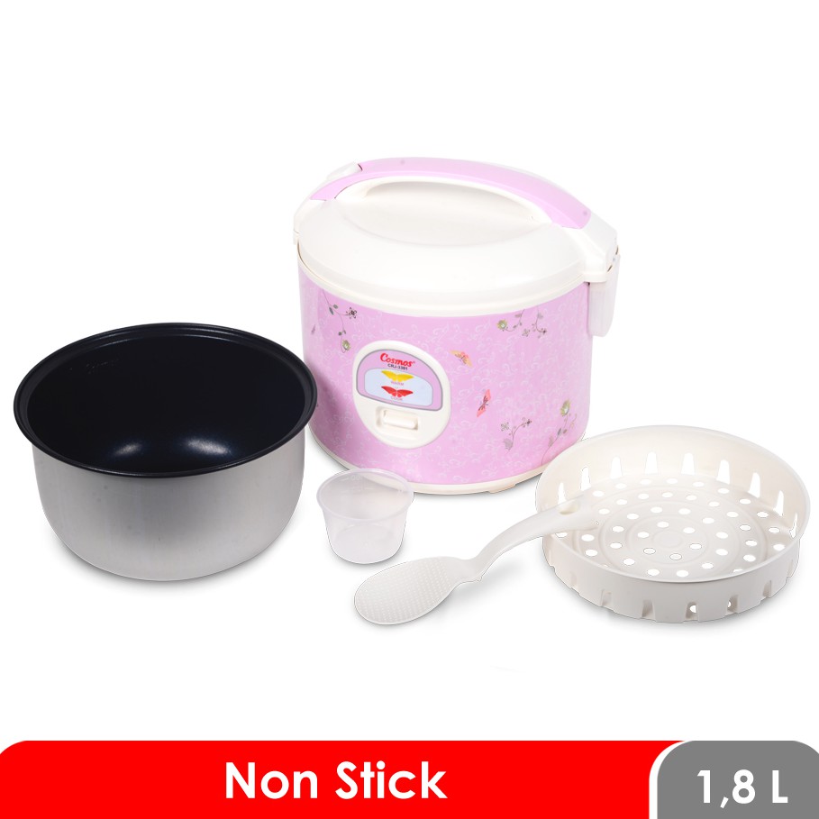 Cosmos CRJ3301 Rice Cooker / Magic Com 1.8 Liter 3 in 1 Bonus Gelas Ukur dan Sendok Nasi