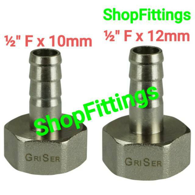 Sock Nepel Sok Selang Gas Drat Dalam ½" Hose Barb Nipple 10 mm or 12 mm