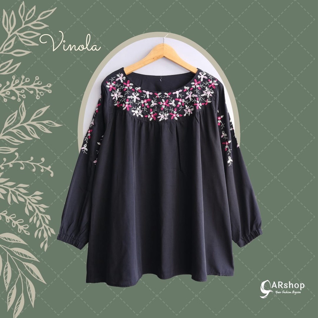 Vinola Blouse Wanita Bordir - Atasan Wool Peach LD 110 nusi