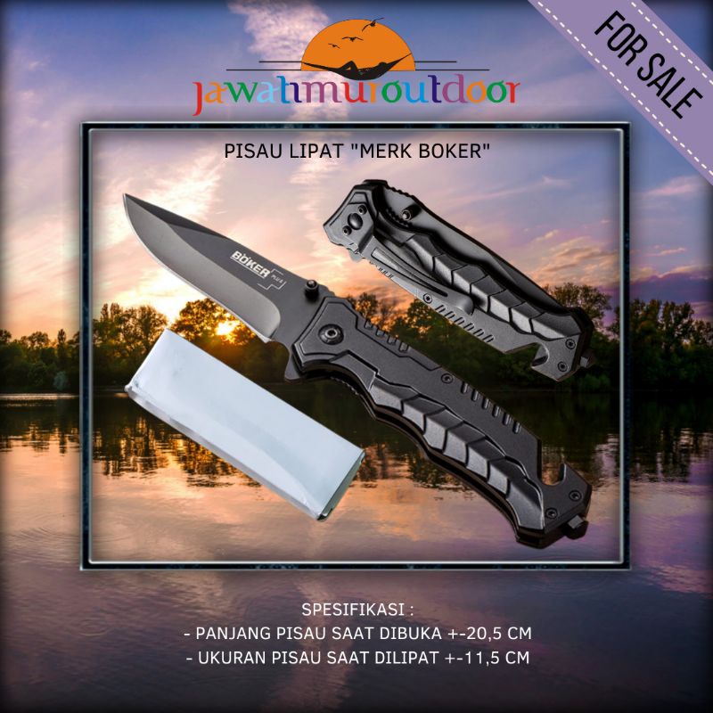 Pisau Lipat Boker Knife Stainless Steel Camping Hiking Outdoor