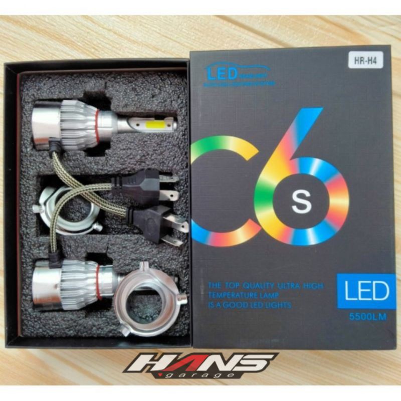 LAMPU LED H4 PUTIH MEREK C6 ORIGIINAL BLACK EDITION HI/LOW ORI