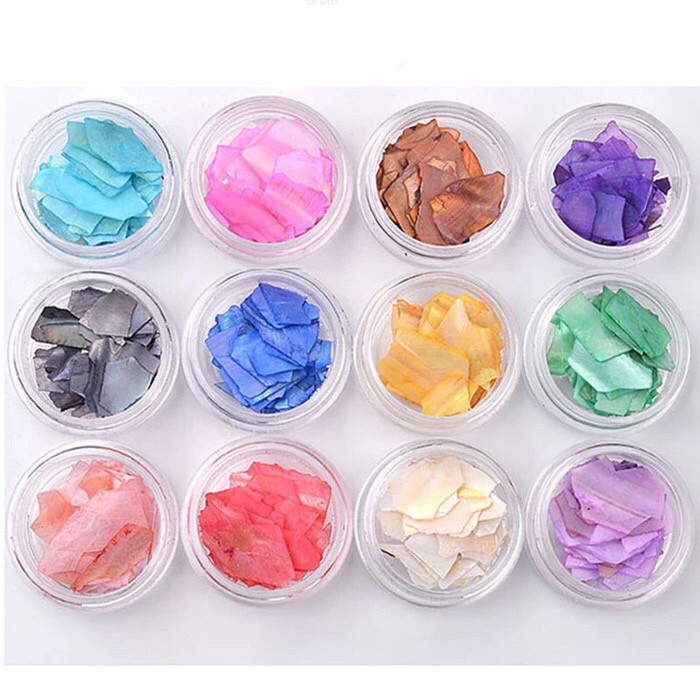 Shell nails hiasan kulit kerang nailart 12pcs seashell nail Produk Good Quality