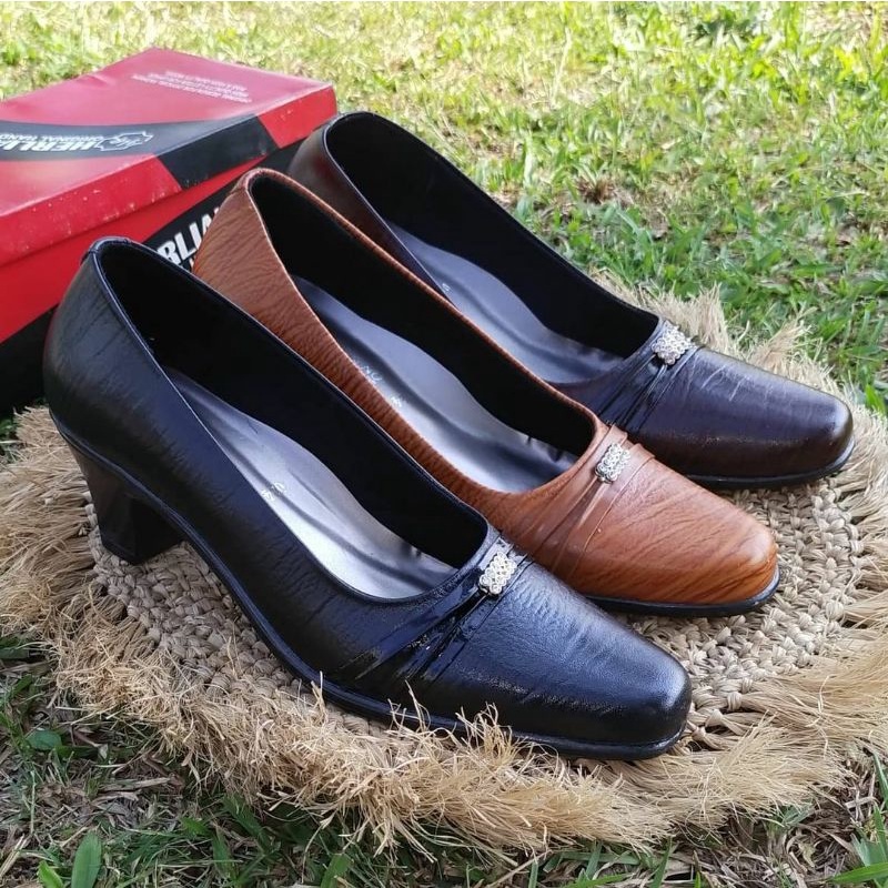 Sepatu Pantofel Wanita Kerja Pantofel Wanita Kerja Sepatu Pantofel Wanita Hitam 100% Full Kulit Sapi