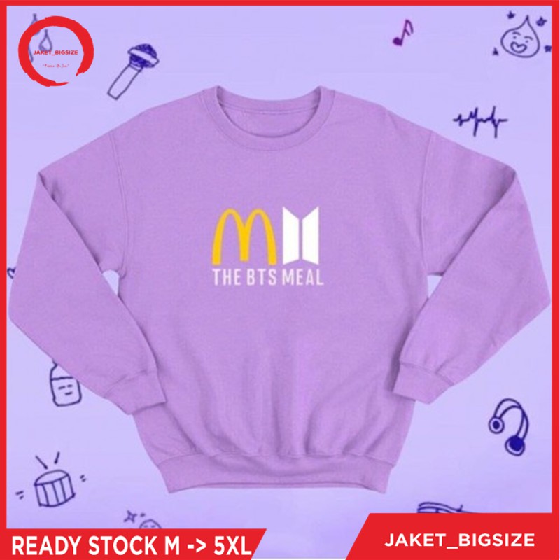 JAKET SWEATER BTS MEAL OVER SIZE JUMBO PRIA WANITA SIZE M L XL XXL XXXL XXXXL XXXXXL