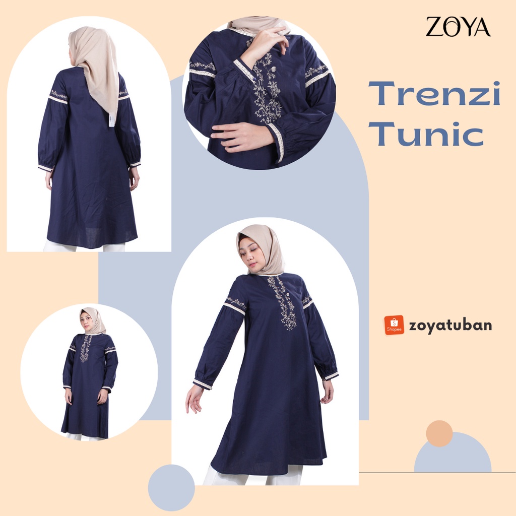 Zoya Dress Trenzi Navy Black Khaki Pakaian Muslim Wanita