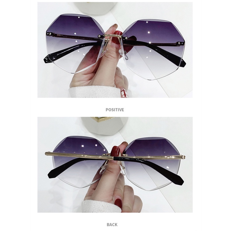 Kacamata Fashion Retro Frameless Polarized untuk Pria dan Wanita