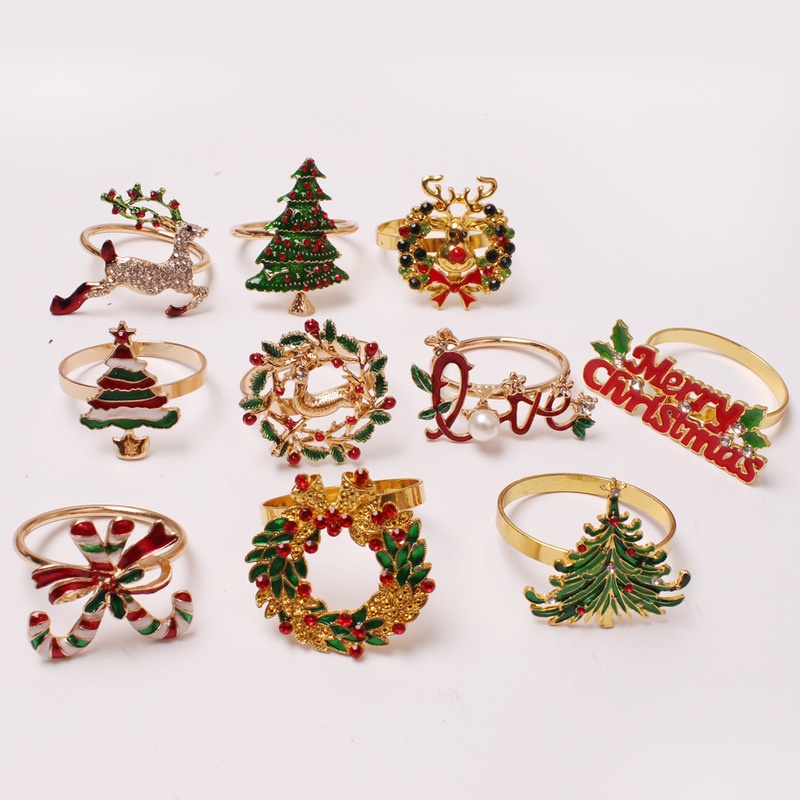 1Pc Metal Plating Christmas Series Napkin Ring / Christmas Home Decoration Products