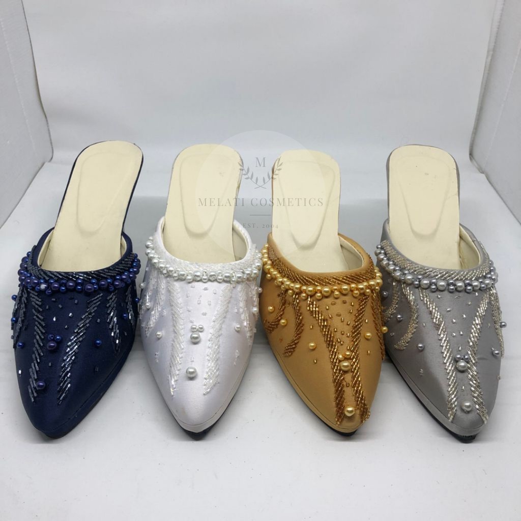 Slop Pengantin Payet 7 CM Set Selop Manten Set Sepatu Wedding Penganten Perempuan Wanita Heels Pria