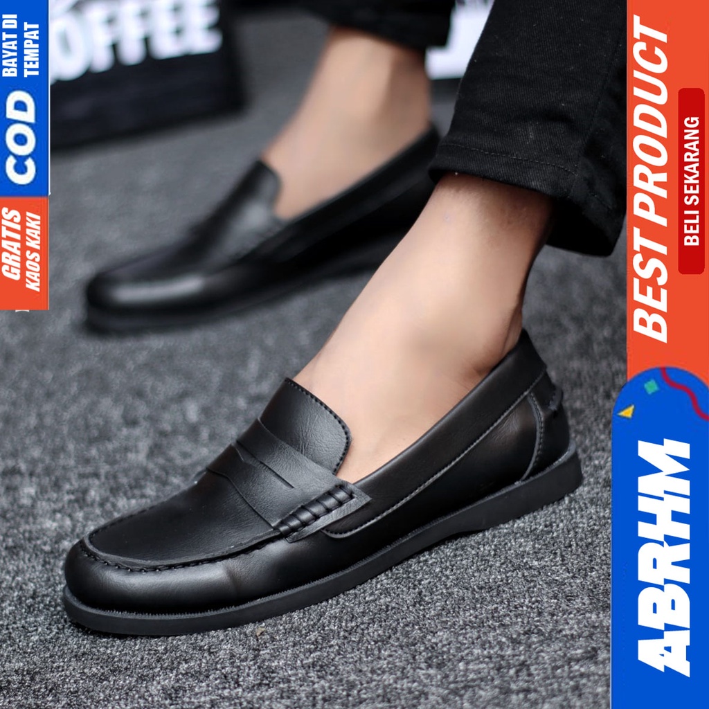 Abrhm Irish - Sepatu Formal Pantofel Pria Kerja Hitam