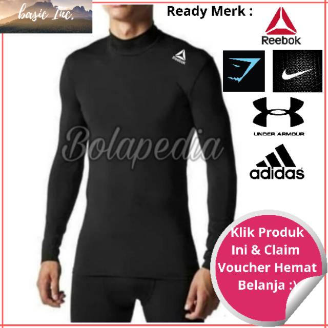 [BISA COD] KAOS LONGSLEEVE BASELAYER LENGAN PANJANG GYM FITNES TRAINING REEBOK PRIA MAN COWOK WANITA
