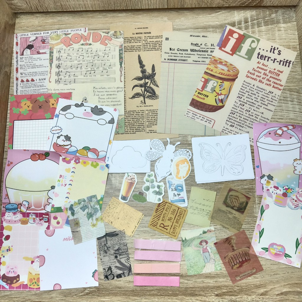 

bahan jurnaling paket 20000 journaling kit vintage bujo kit pink
