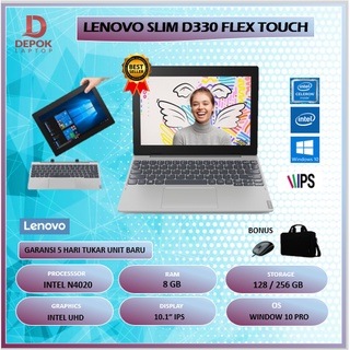 LENOVO SLIM D330 FLEX TOUCH INTEL N4020 8GB 128GB / 256GB WINDOWS 10PRO 10.1”