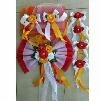 Bunga Hias Mobil pengantin MPT01 6 bunga kecil dan perekat magnet- Bunga mobil Pernikahan mewah