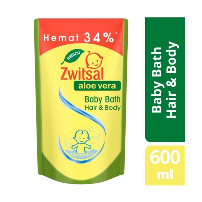 Zwitsal baby bath hair and body Aloe Vera 2 in 1 600ml/sabun shampo bayi 600 ml