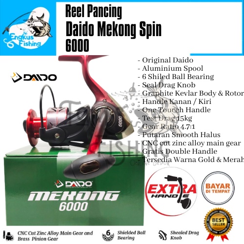 Reel Pancing Daido Mekong 6000 Max 15kg (6 Seal Bearing) Double Handle Murah - Engkus Fishing