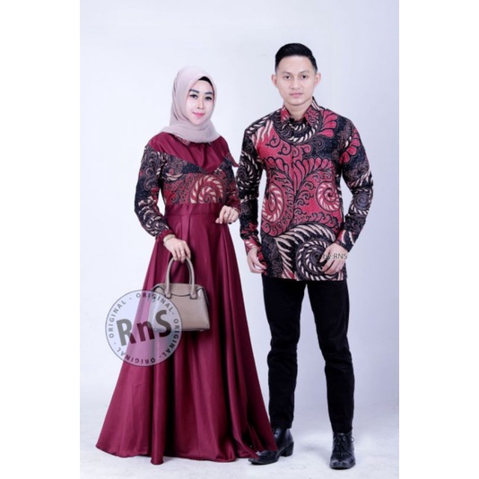 Batik couple modern terbaru set couple batik gamis jumbo velvet marun termurah di shopee / Baju coup