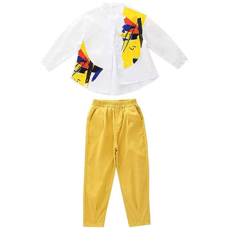 Setelan Anak Perempuan Abstract Yellow