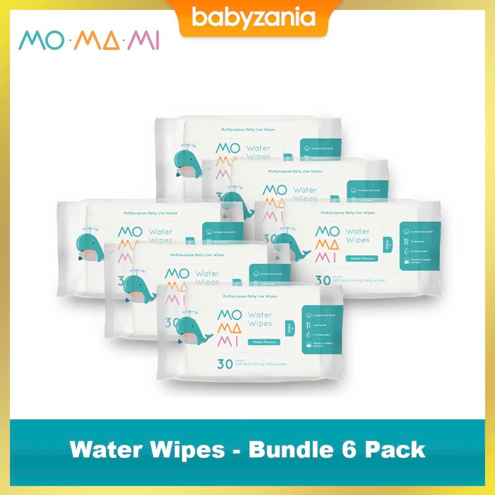 Momami Water Baby Wipes 30 Sheet Tisu Basah Melon Flavour PROMO 6 Pack